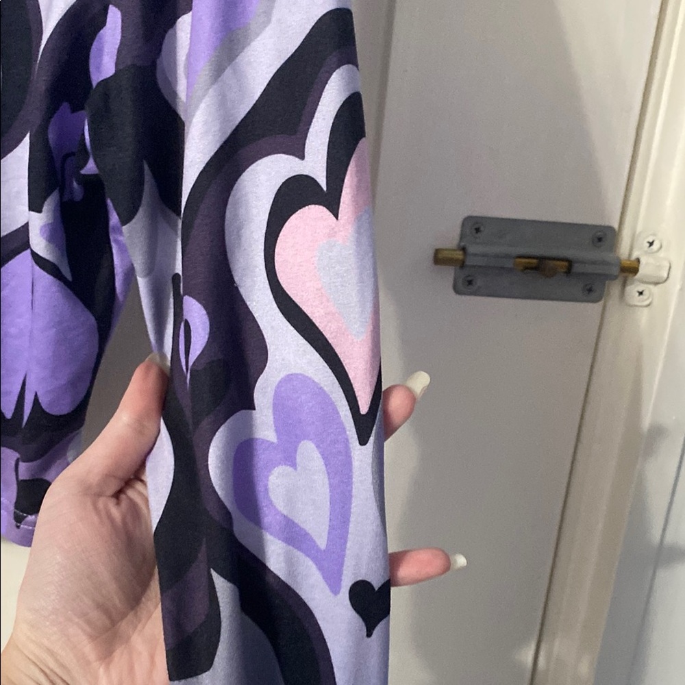 SHEIN Purple Patterned Long Sleeve Crop Top - Picture 6 of 6